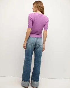 Shana Short Sleeve Cashmere Sweater in Lilac