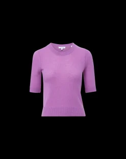 Shana Short Sleeve Cashmere Sweater in Lilac