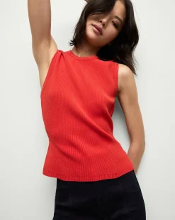 Sid Sleeveless Crew-Neck Pullover in Red