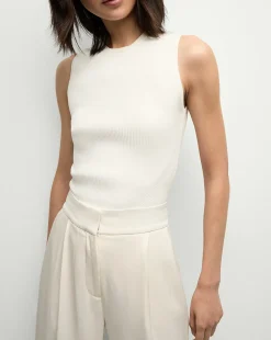 Sid Sleeveless Crew-Neck Pullover in White