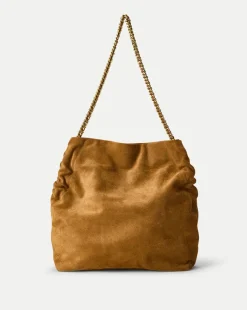Slouch Shoulder Suede Bag in Acorn
