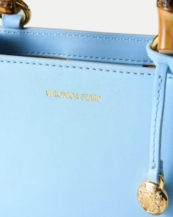 Small Bamboo-Handle Shopper Bag in Light Blue