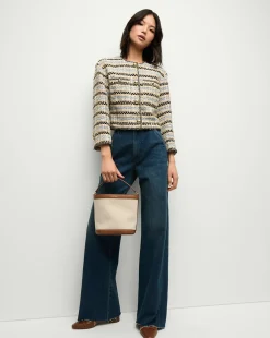 Small Canvas Feedbag in Cream Linen & Tan