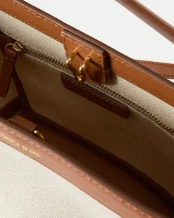 Small Canvas Feedbag in Cream Linen & Tan