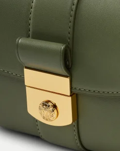 Small Crest Lock Trap Bag in Stone Army