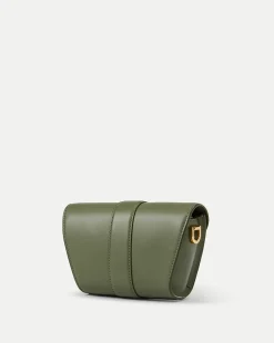 Small Crest Lock Trap Bag in Stone Army