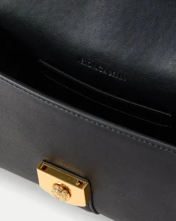 Small Crest Lock Trap Bag in Black