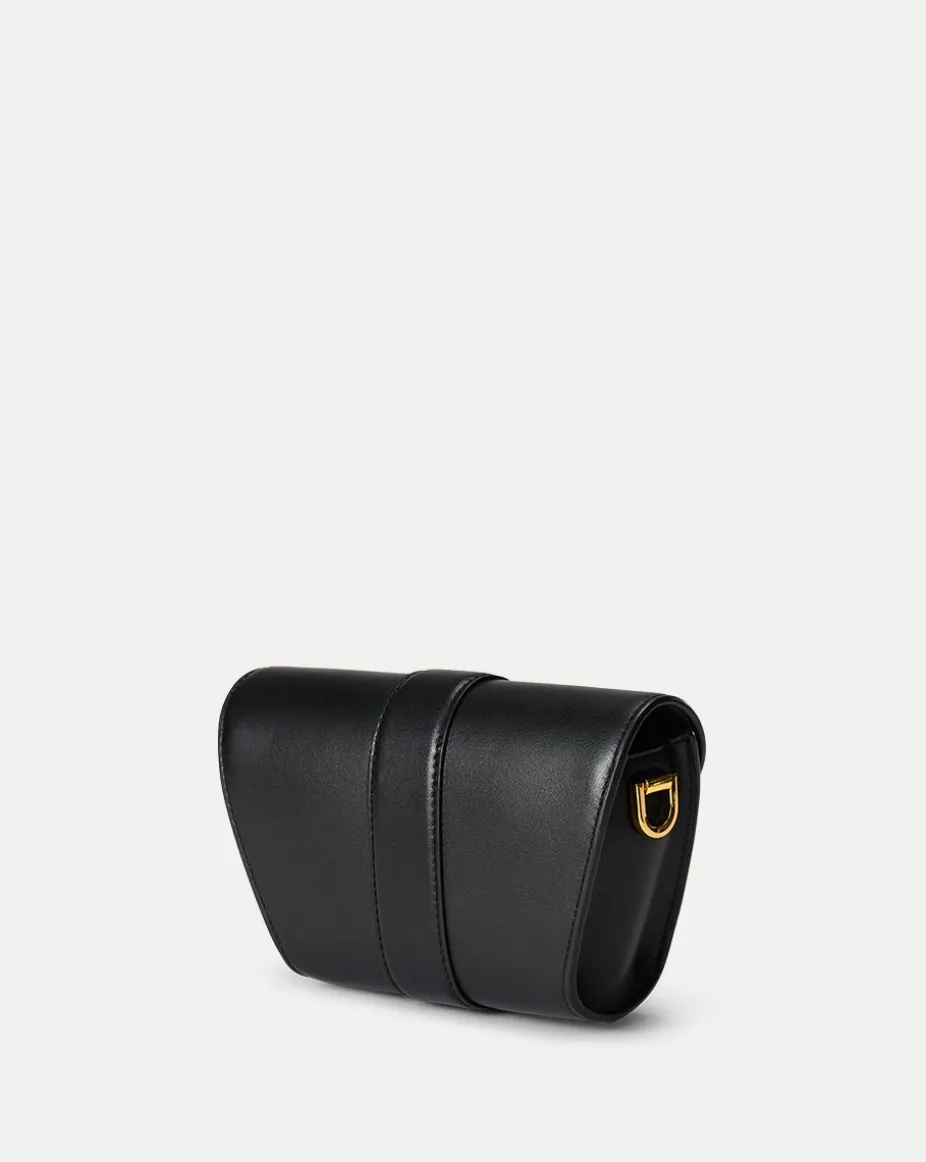 Small Crest Lock Trap Bag in Black