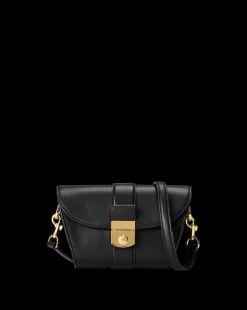 Small Crest Lock Trap Bag in Black