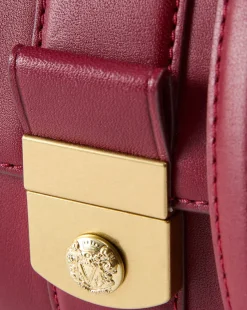 Small Crest Lock Trap Bag in Burgundy