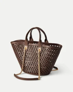 Small Crest Market Tote in Dark Brown