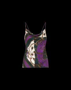 Sola Silk Tank Top in Green & Purple
