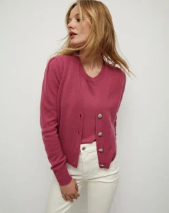 Solene Raspberry Cashmere Cardigan