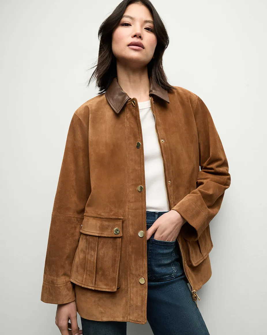Suz Suede Dickey Chore Coat in Tan