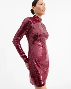 Sylee Sequin Dress in Wine