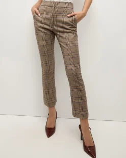 Tani High Waisted Plaid Pant in Brown Check