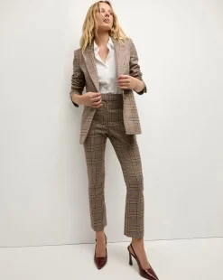 Tani High Waisted Plaid Pant in Brown Check