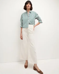 Taylor Cropped Corduroy Wide-Leg Pant in White