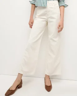 Taylor Cropped Corduroy Wide-Leg Pant in White