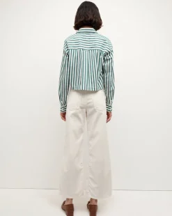 Taylor Cropped Corduroy Wide-Leg Pant in White