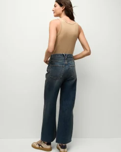 Taylor Cropped Wide-Leg Jeans in Dark Blue