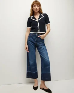 Taylor Released Hem Cropped Wide-Leg Jean in Bright Blue