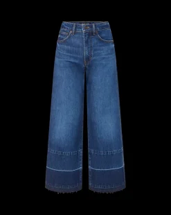 Taylor Released Hem Cropped Wide-Leg Jean in Bright Blue