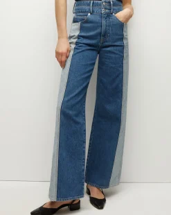 Taylor Two-Tone Wide-Leg Jean in Neptune