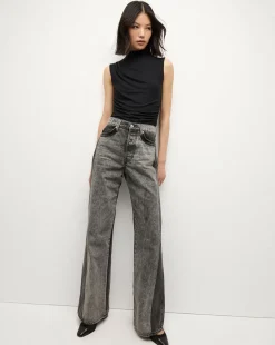 Taylor Two-Tone Wide-Leg Jean in Volcanic Stone Colorblock