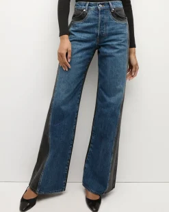 Taylor Two-Tone Wide-Leg Jean in Blue Moon Colorblock