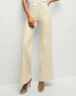 Taylor Vegan Leather Wide-Leg Jeans in Ecru