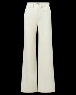Taylor Vegan Leather Wide-Leg Jeans in Ecru