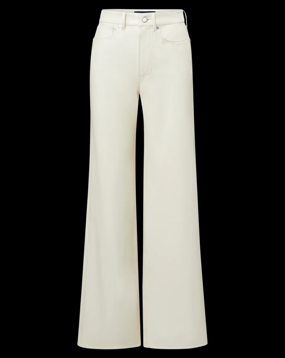 Taylor Vegan Leather Wide-Leg Jeans in Ecru