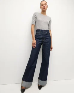 Taylor Wide-Leg Jean | Cuffed Jean in Dark Wash
