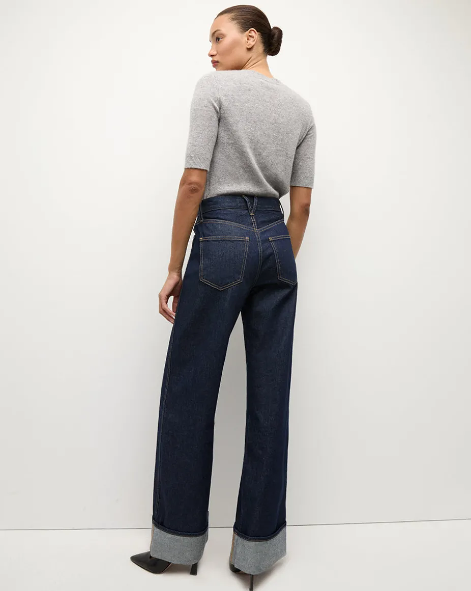 Taylor Wide-Leg Jean | Cuffed Jean in Dark Wash