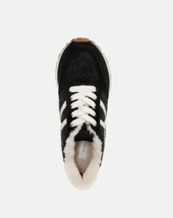 Valentina Shearling Sneaker in Black
