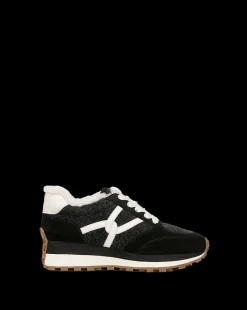 Valentina Shearling Sneaker in Black