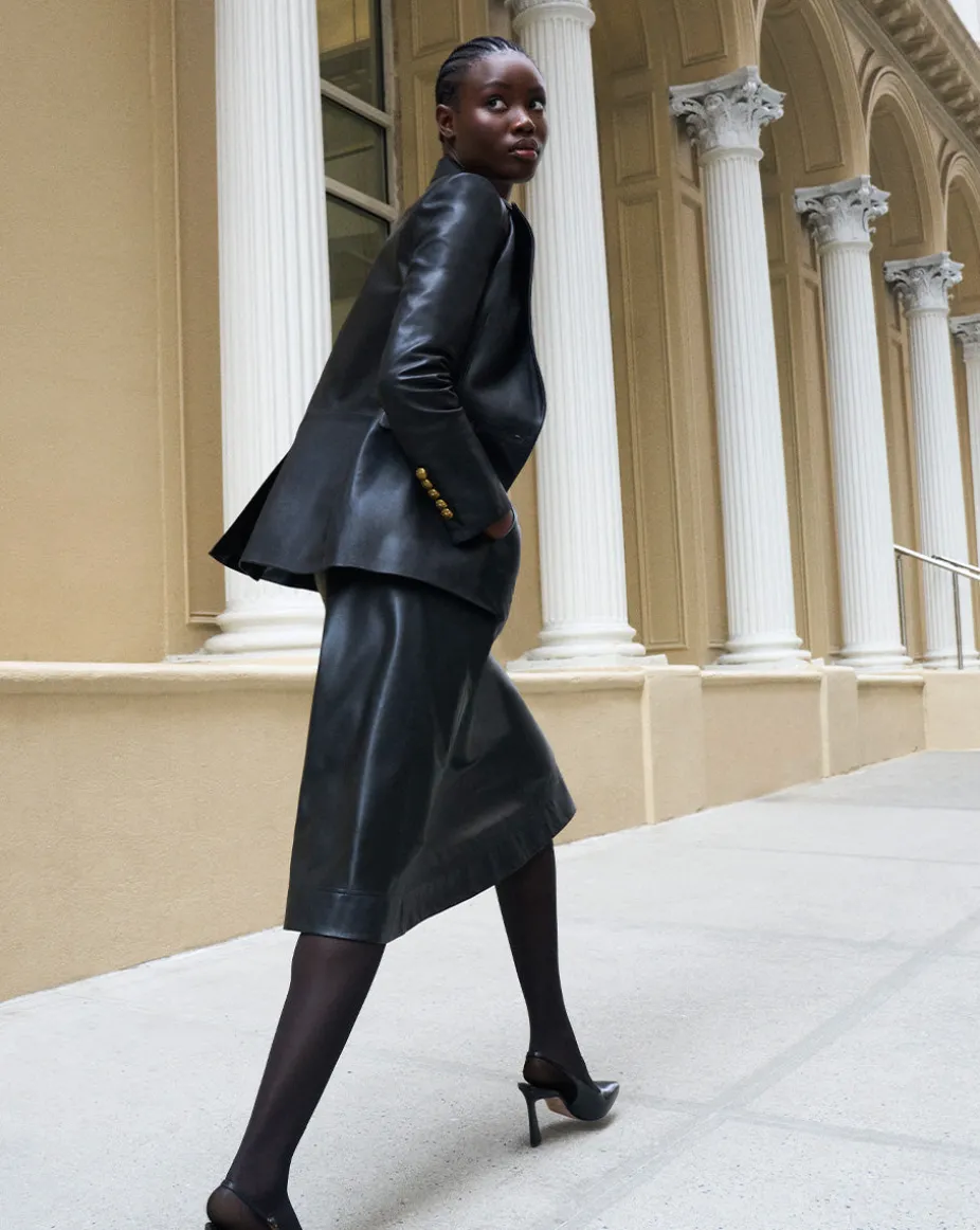 Vega Leather Dickey Jacket in Black