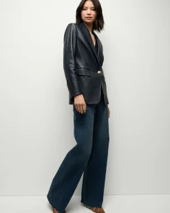 Vega Leather Dickey Jacket in Navy