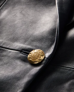 Vega Leather Dickey Jacket in Navy