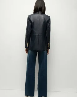 Vega Leather Dickey Jacket in Navy