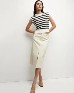 Vera Cotton Tank in Off-White/Black