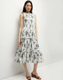Verena Cotton Dress in Off-White Multi