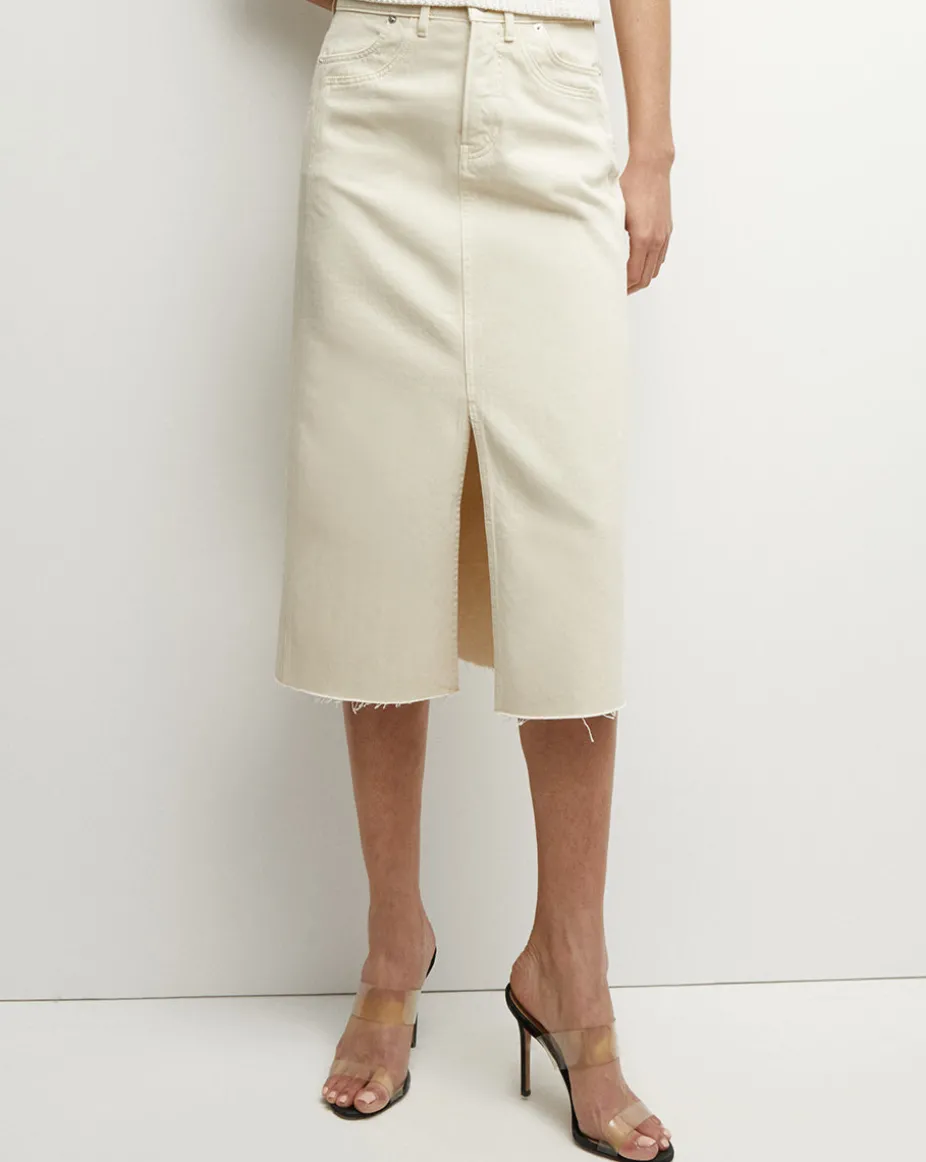 Victoria Denim Skirt in Ecru