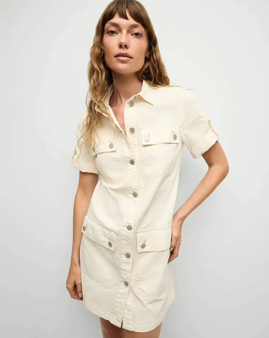 Warren Mini Shirtdress in Ecru