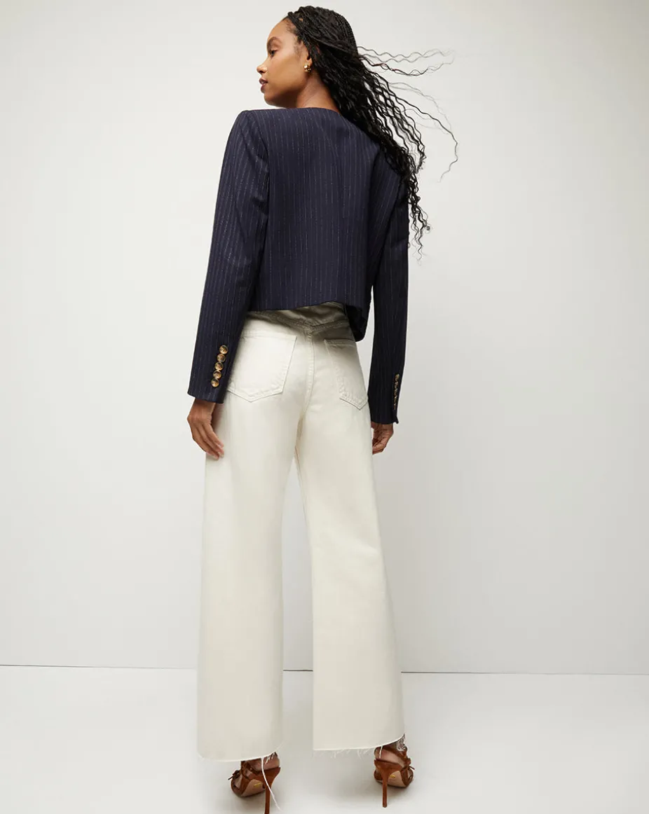 Winslow Pinstripe Collarless Jacket