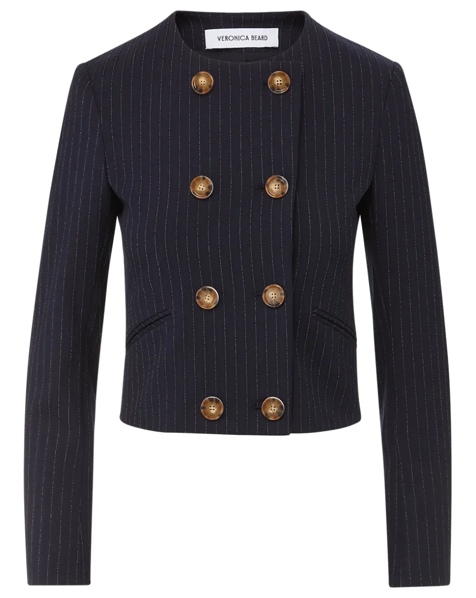 Winslow Pinstripe Collarless Jacket