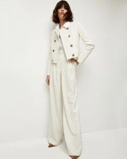 Winslow Pinstripe Collarless Jacket