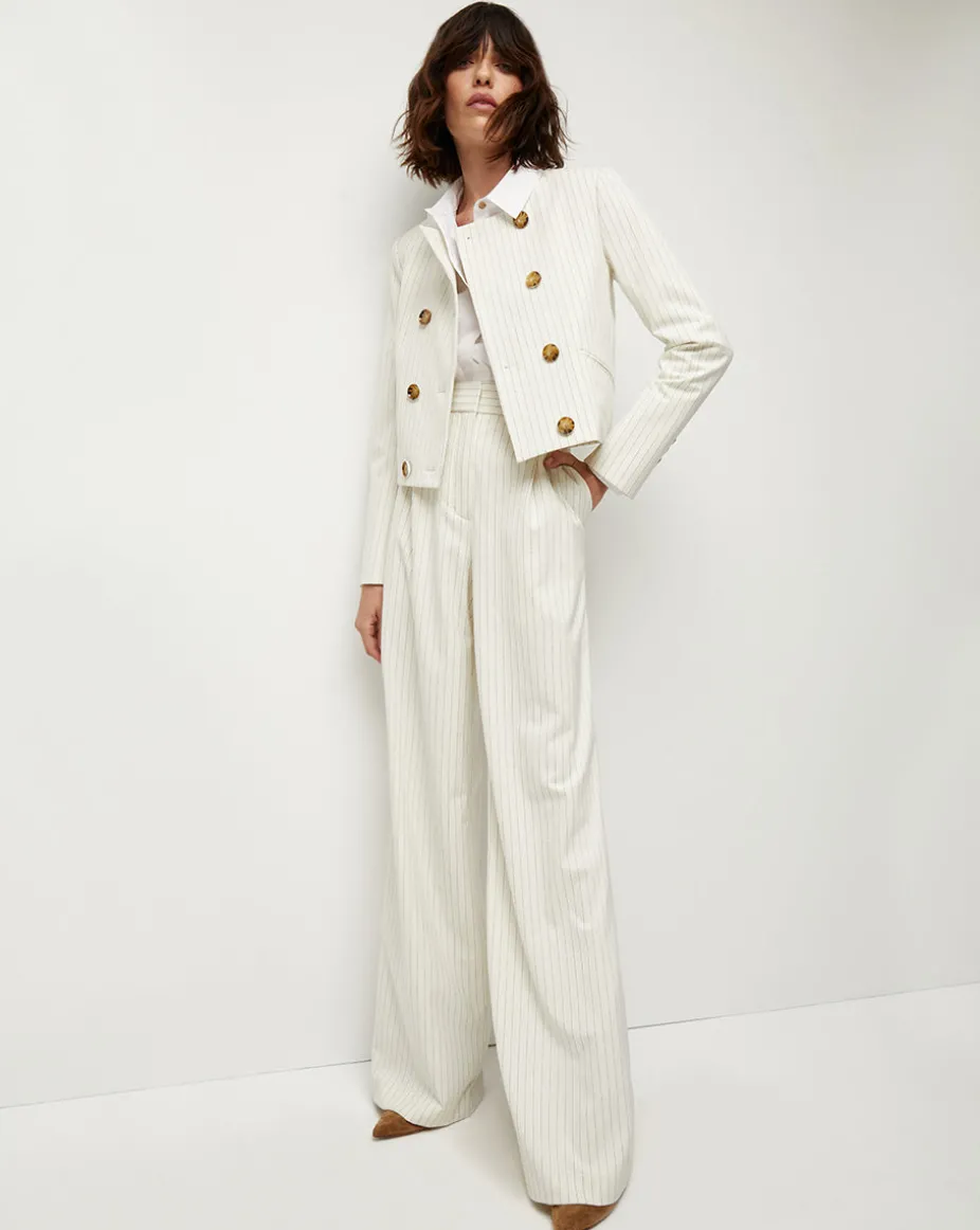 Winslow Pinstripe Collarless Jacket