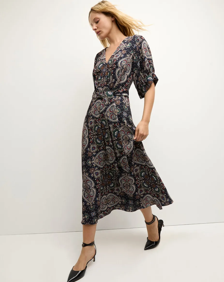 Wyatt Kaleidoscope-Print Dress in Navy Multi
